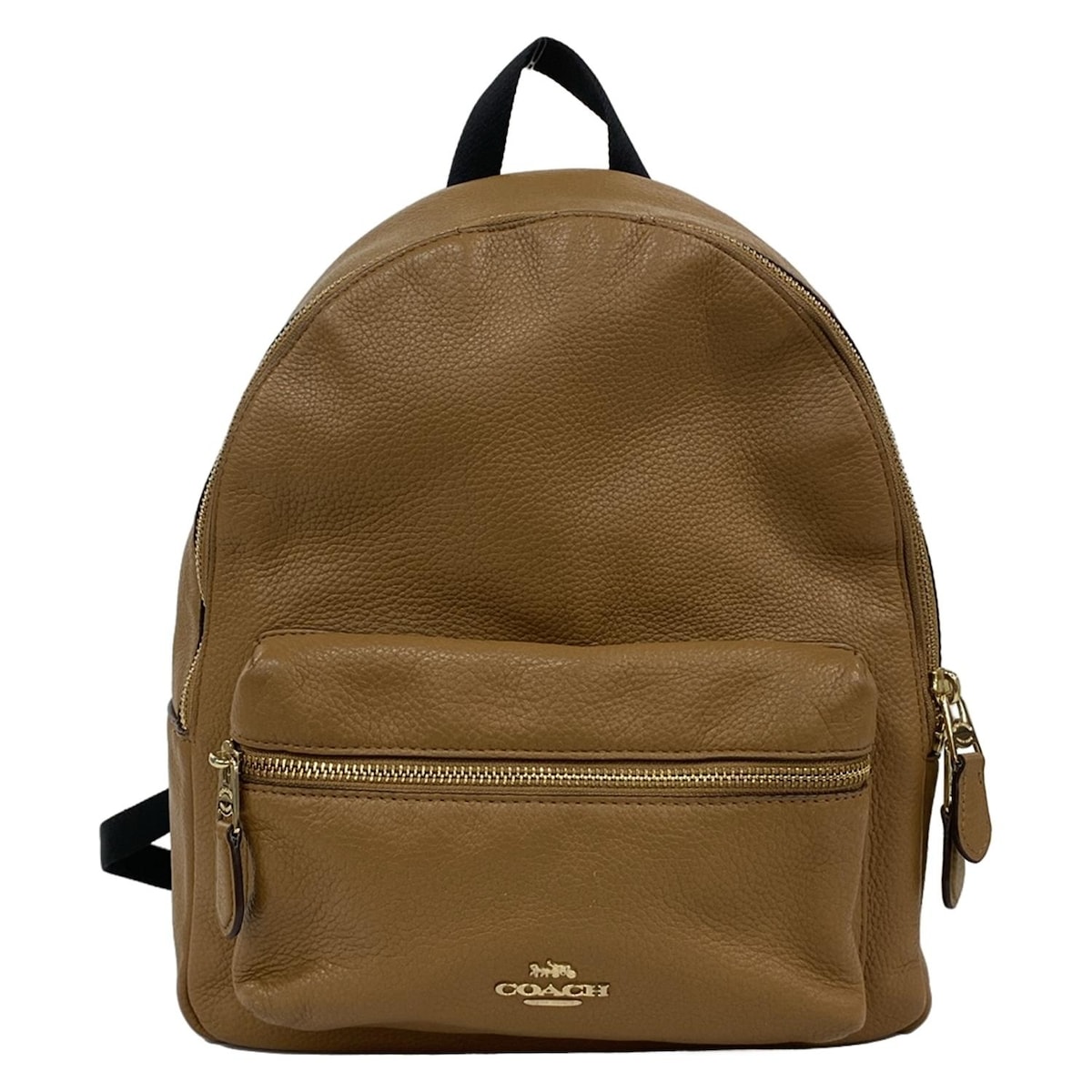 【中古】COACH(コーチ) チャーリー ペブルド レザー ミディアム バックパック リュックサック ライトブラウン×黒 レザー 7,648円
