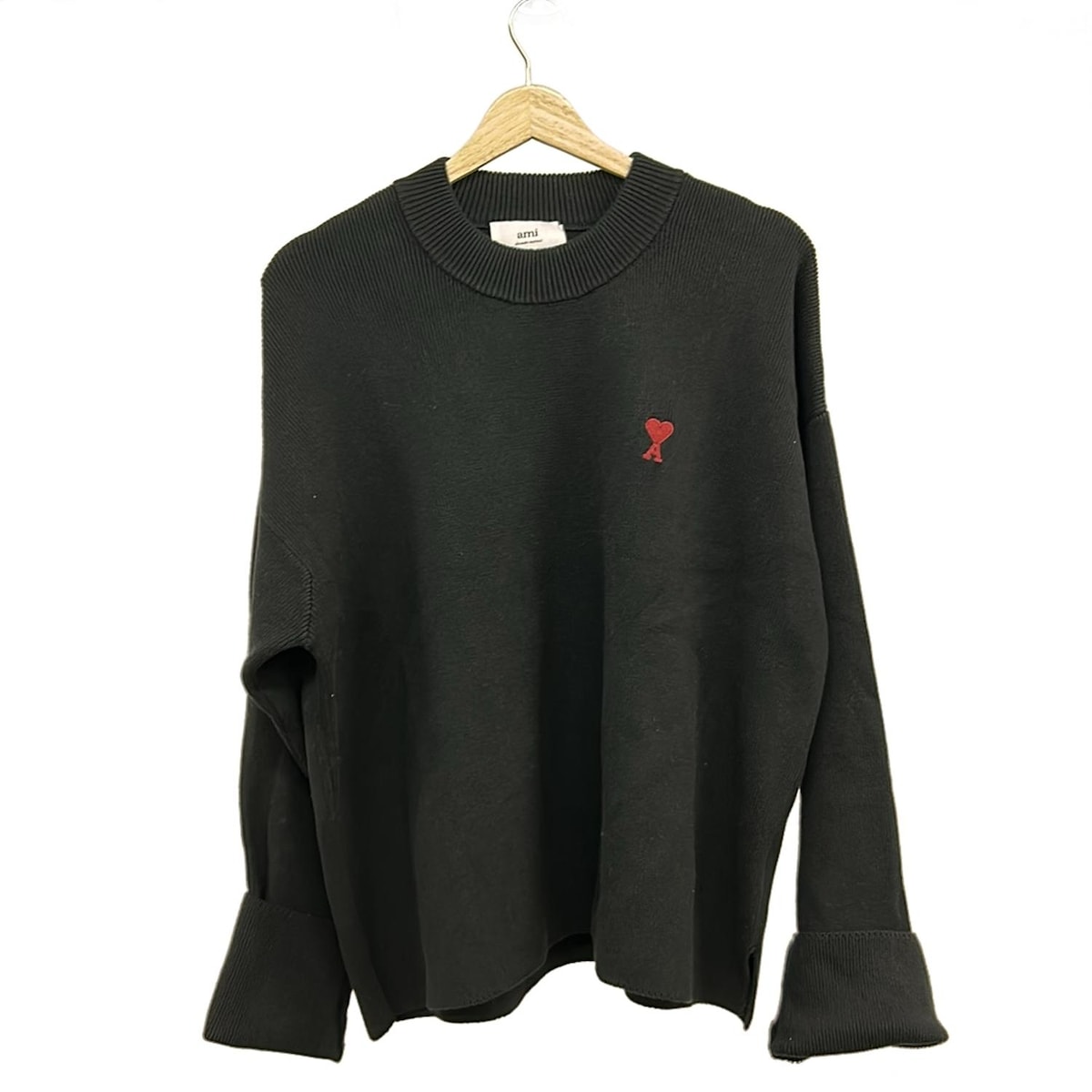 【中古】AMIalexandremattiussi(アミアレクサンドルマテュッシ) 長袖セーター クルーネック 黒×レッド