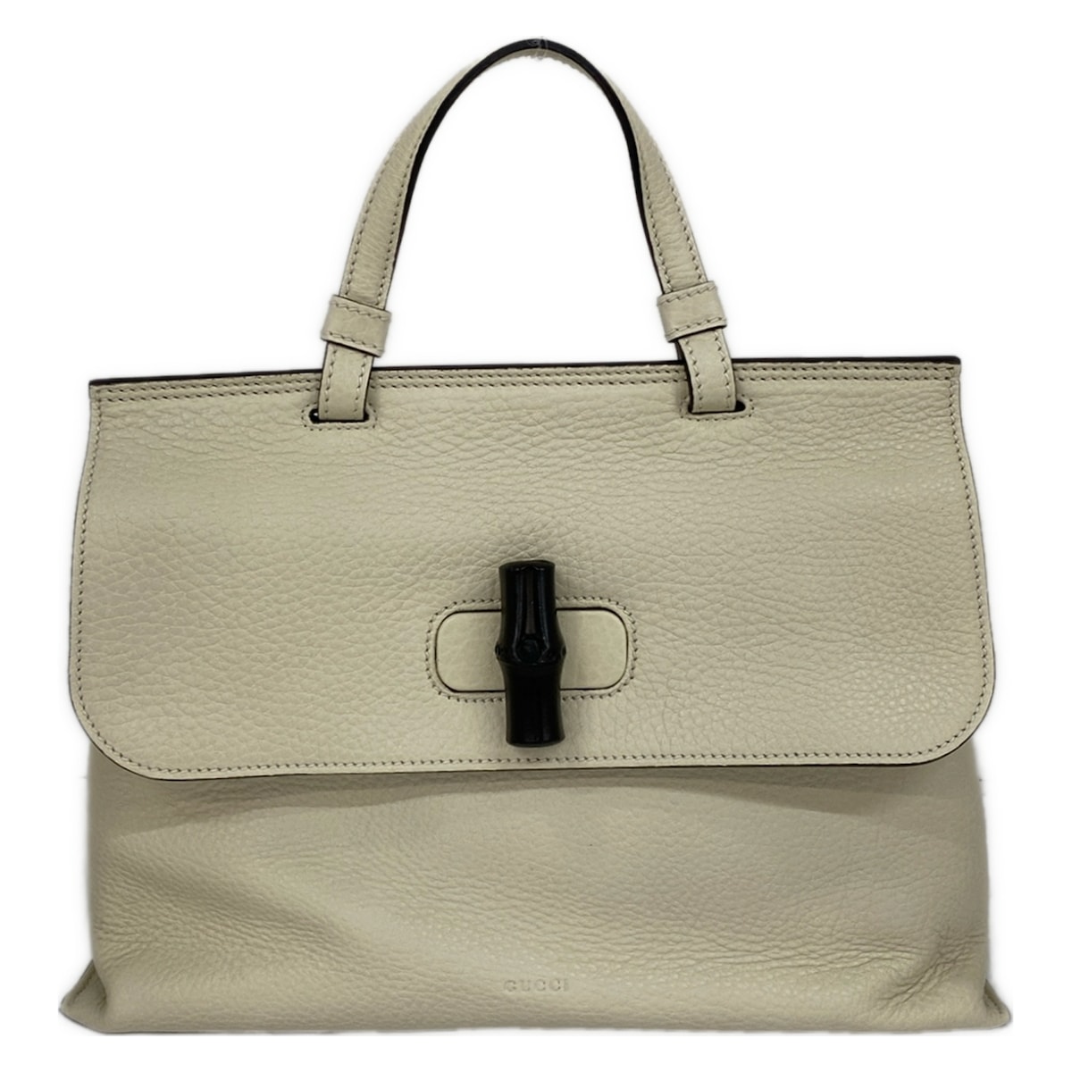 【中古】GUCCI(グッチ) バンブーデイリー ハンドバッグ アイボリー レザー