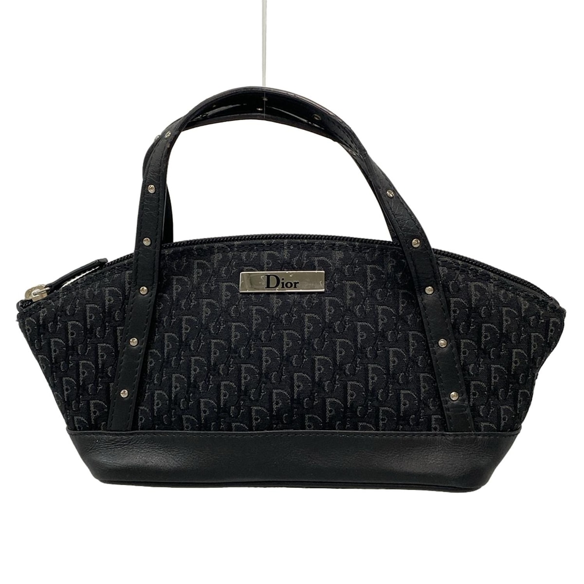 【中古】DIOR/ChristianDior(ディオール/クリスチャンディオール) トロッター ハンドバッグ スタッズ/ミニバッグ 黒×ダークグレー レザー 41,811円