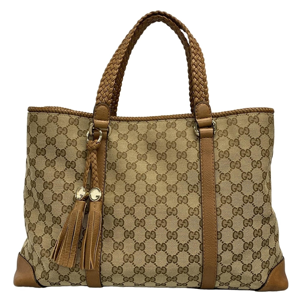 【新着】【中古】GUCCI(グッチ) マラケシュ トートバッグ うす暗い赤銅色×ベージュ×点火装置赤銅色 なめし革