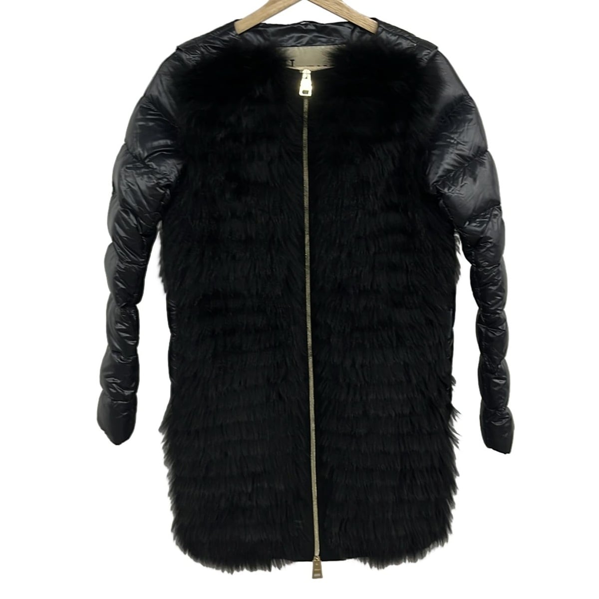 【中古】HERNO(ヘルノ) ダウンコート 長袖/フォックス/ジップアップ/袖取り外し可/冬 ダークネイビー&times;黒｜ブランディア　店