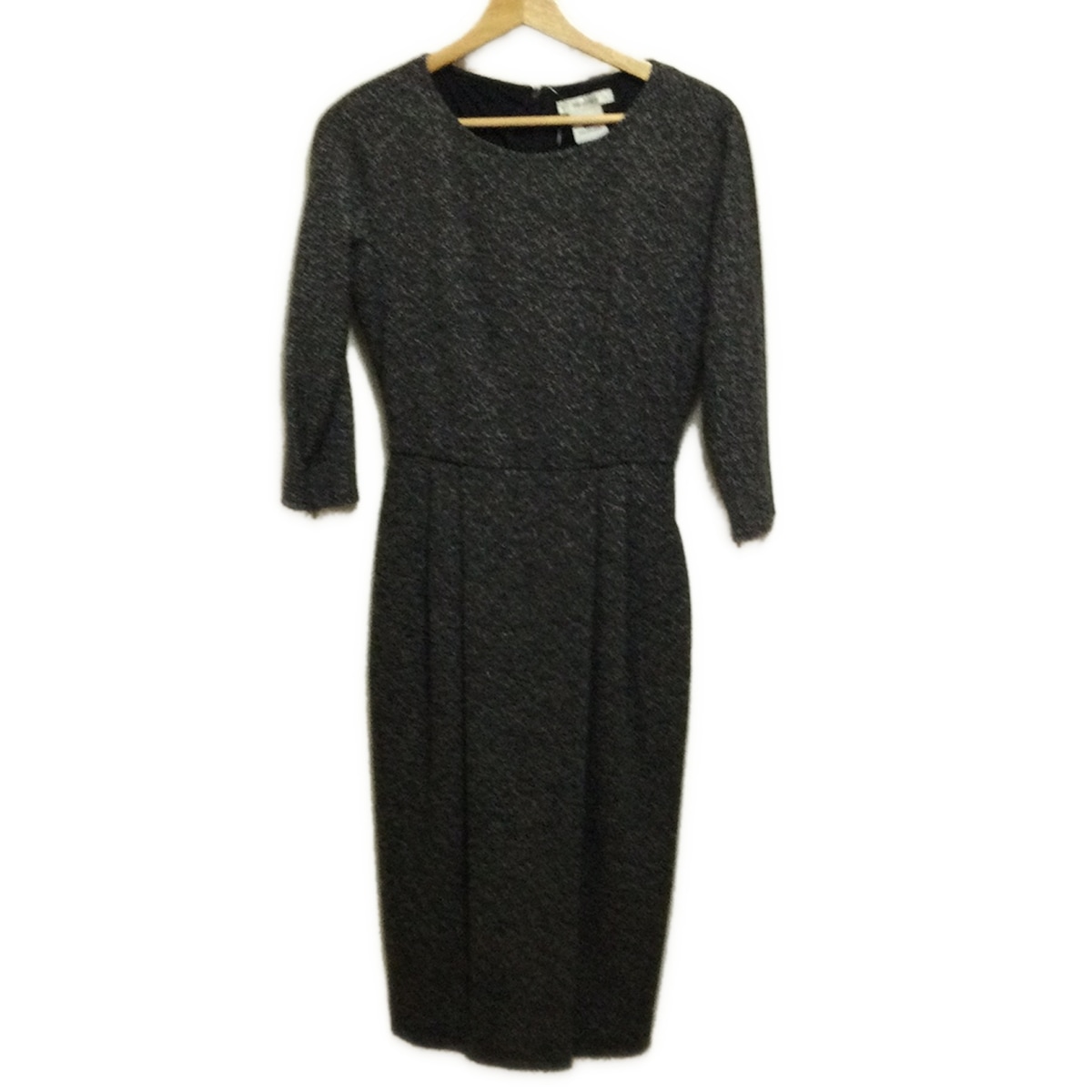 【中古】Max Mara(マックスマーラ) ワンピース クルーネック/七分袖/ロング 黒×白