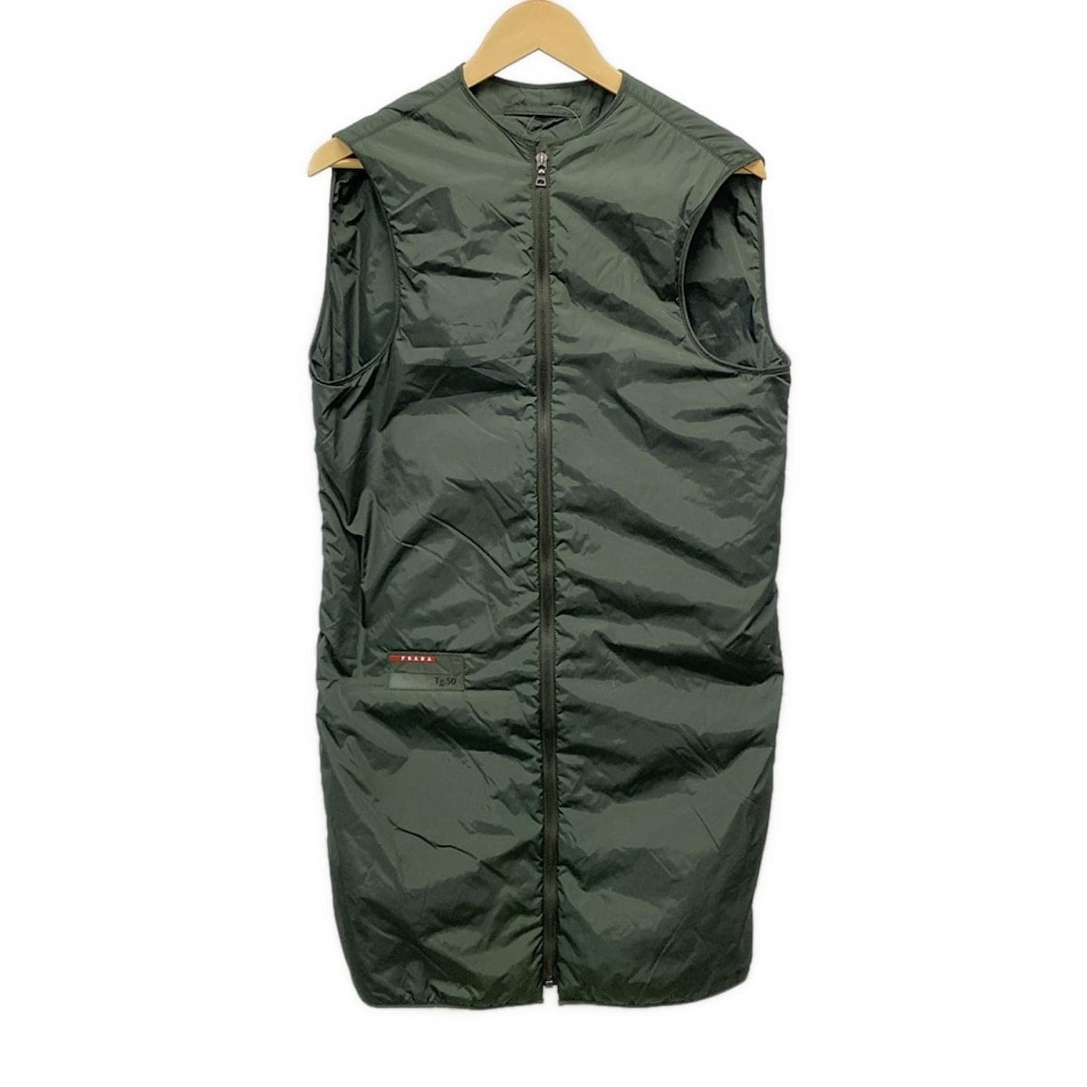 【中古】PRADA SPORT(プラダスポーツ) ダウンベスト ひざ丈/ライナー カーキ