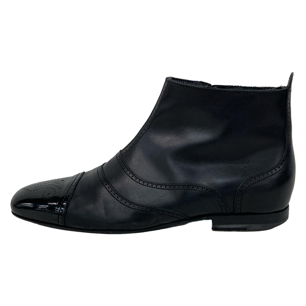 【中古】BOTTEGA VENETA(ボッテガヴェネタ) ショートブーツ メダリオン 黒 レザー