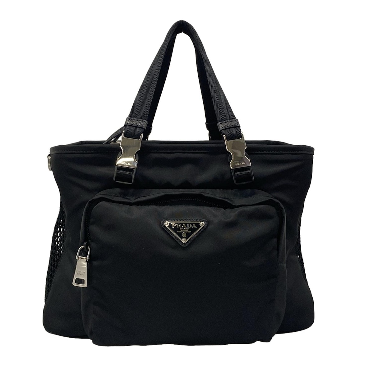 【中古】PRADA(プラダ) Re-Nylon xサフィアーノレザー ペットバッグ/2021.12 ハンドバッグ Re-Nylon 黒 レザー