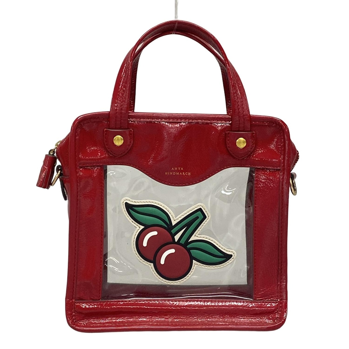 【新着】【中古】Anya Hindmarch(アニヤハインドマーチ) ハンドバッグ サクランボ レッド×クリア レザー