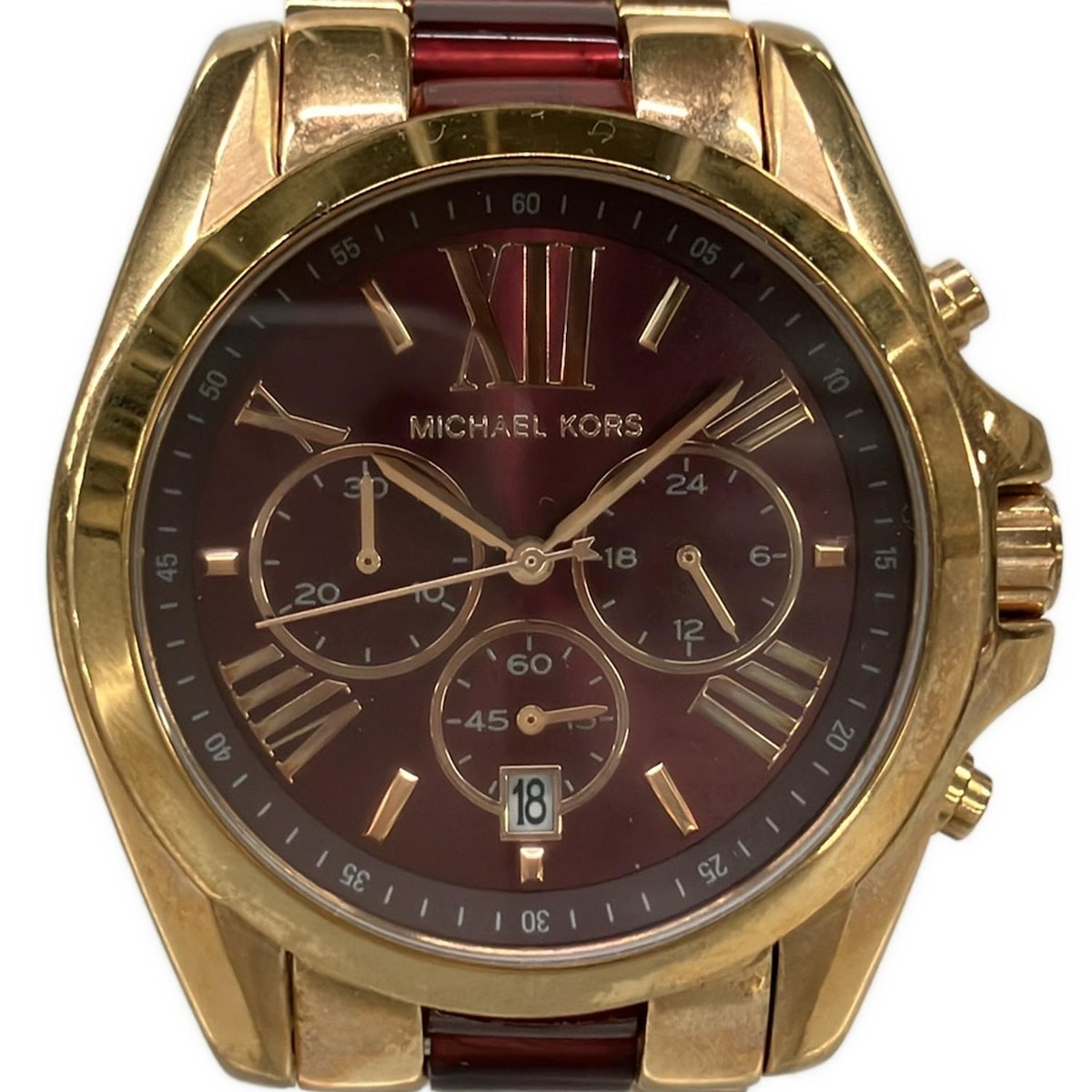 【中古】MICHAEL KORS(マイケルコース) 腕時計 クロノグラフ ボルドー