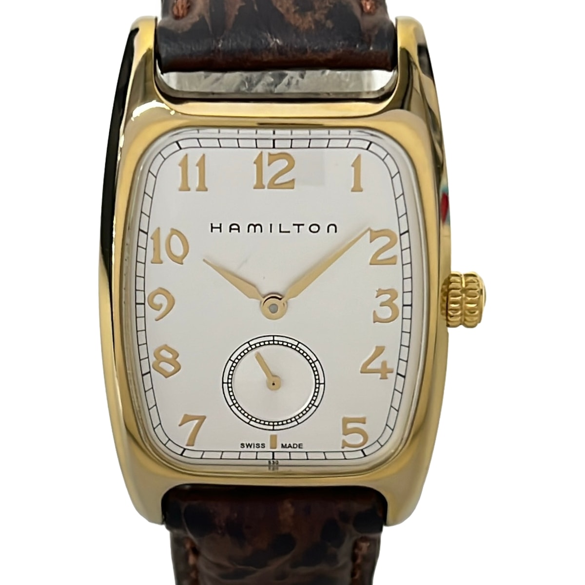 【中古】HAMILTON(ハミルトン) ボルトン ウォッチ 革胴締め/型押し産業 ゴールド