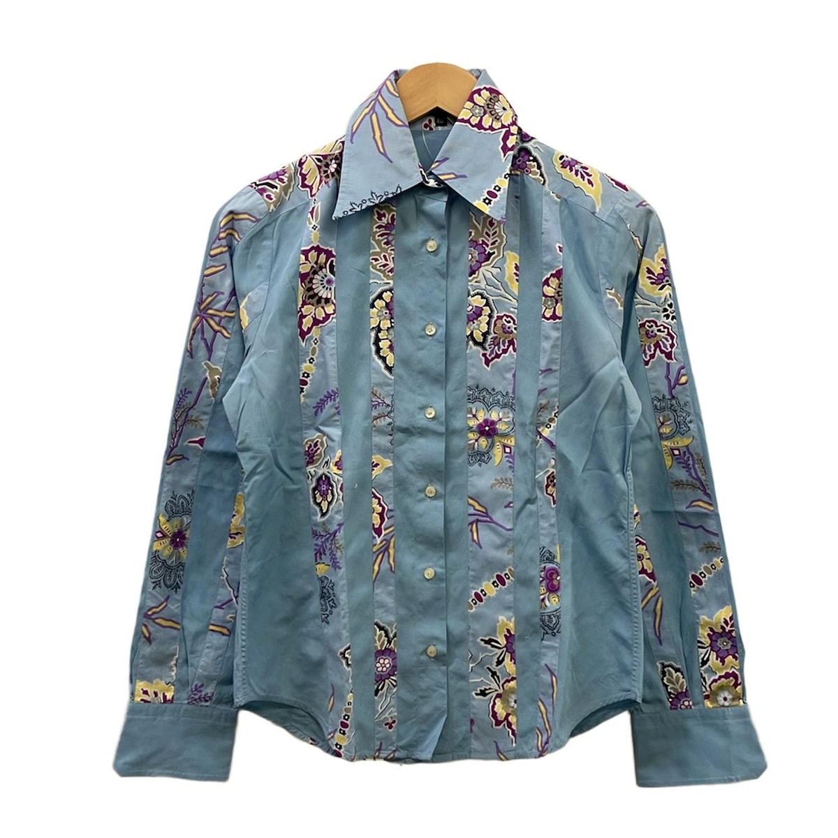 【中古】ETRO(エトロ) 長袖シャツ 花柄 ライトブルー×パープル×マルチ