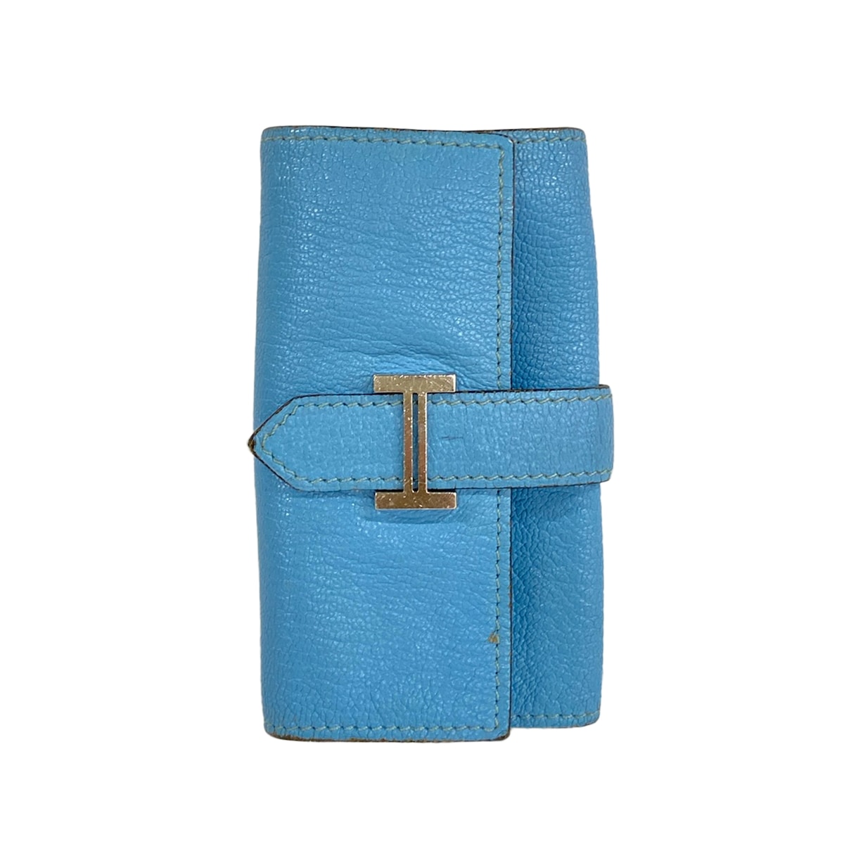 【中古】HERMES(エルメス) ベアン キーケース シルバー金具/4連フック ブルージーン