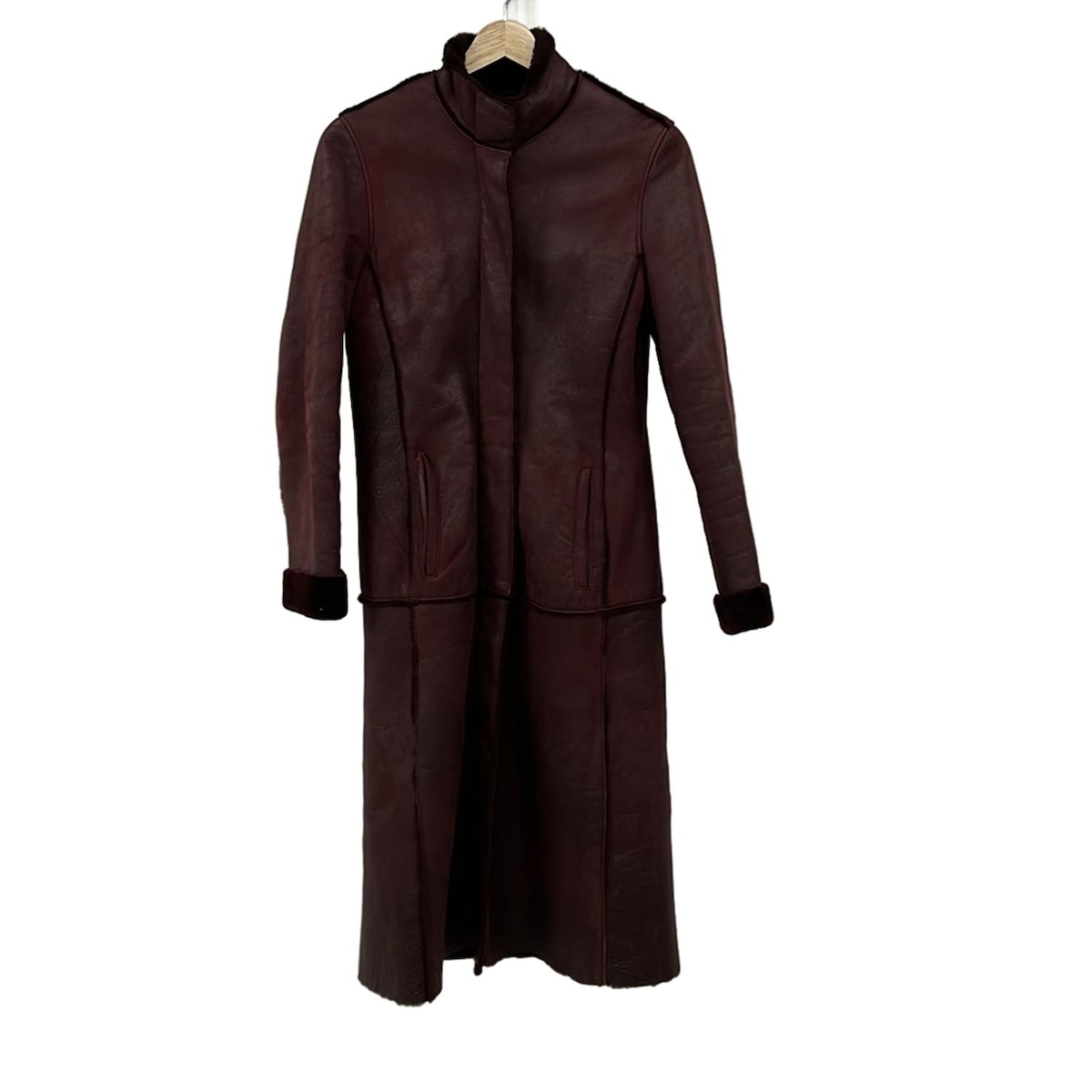 【中古】Burberry LONDON(バーバリーロンドン) コート 長袖/ムートン/冬 ボルドー