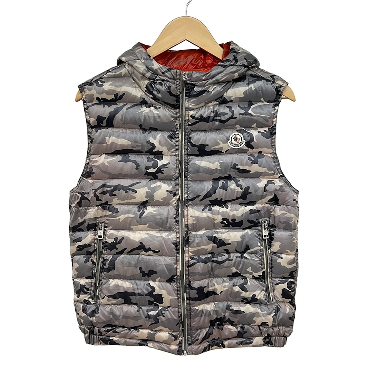 【中古】MONCLER(モンクレール) PATRICK(パトリック) ダウンベスト 迷彩柄/秋/冬 ダークグレー×グレー×ベージュ