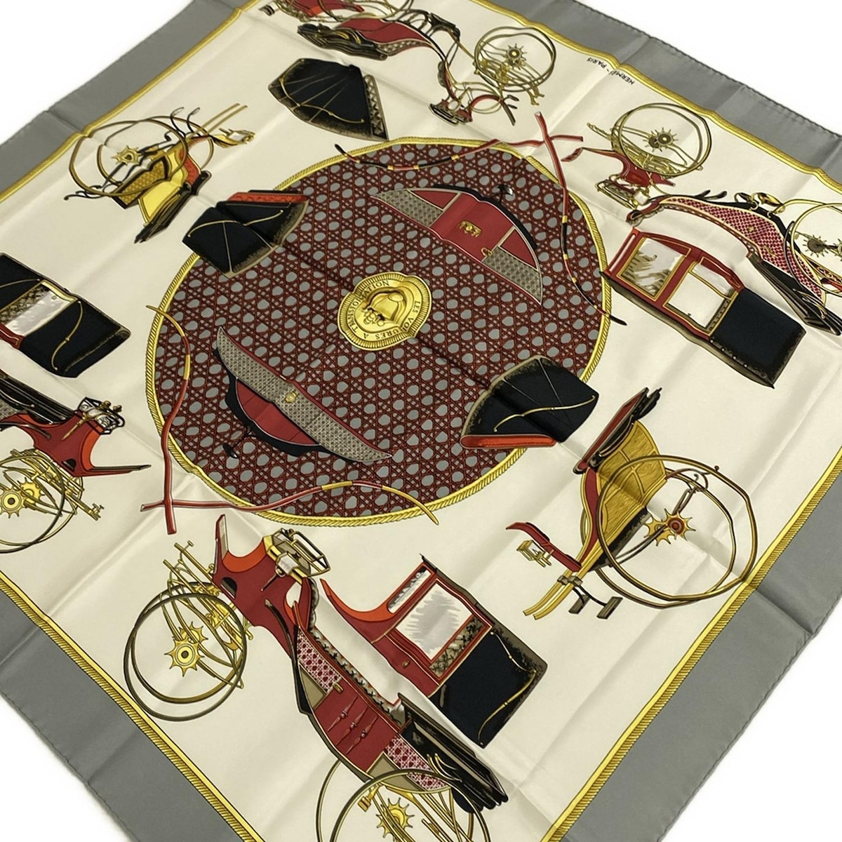 楽天市場】HERMES エルメス カレ90 スカーフ Les Voitures