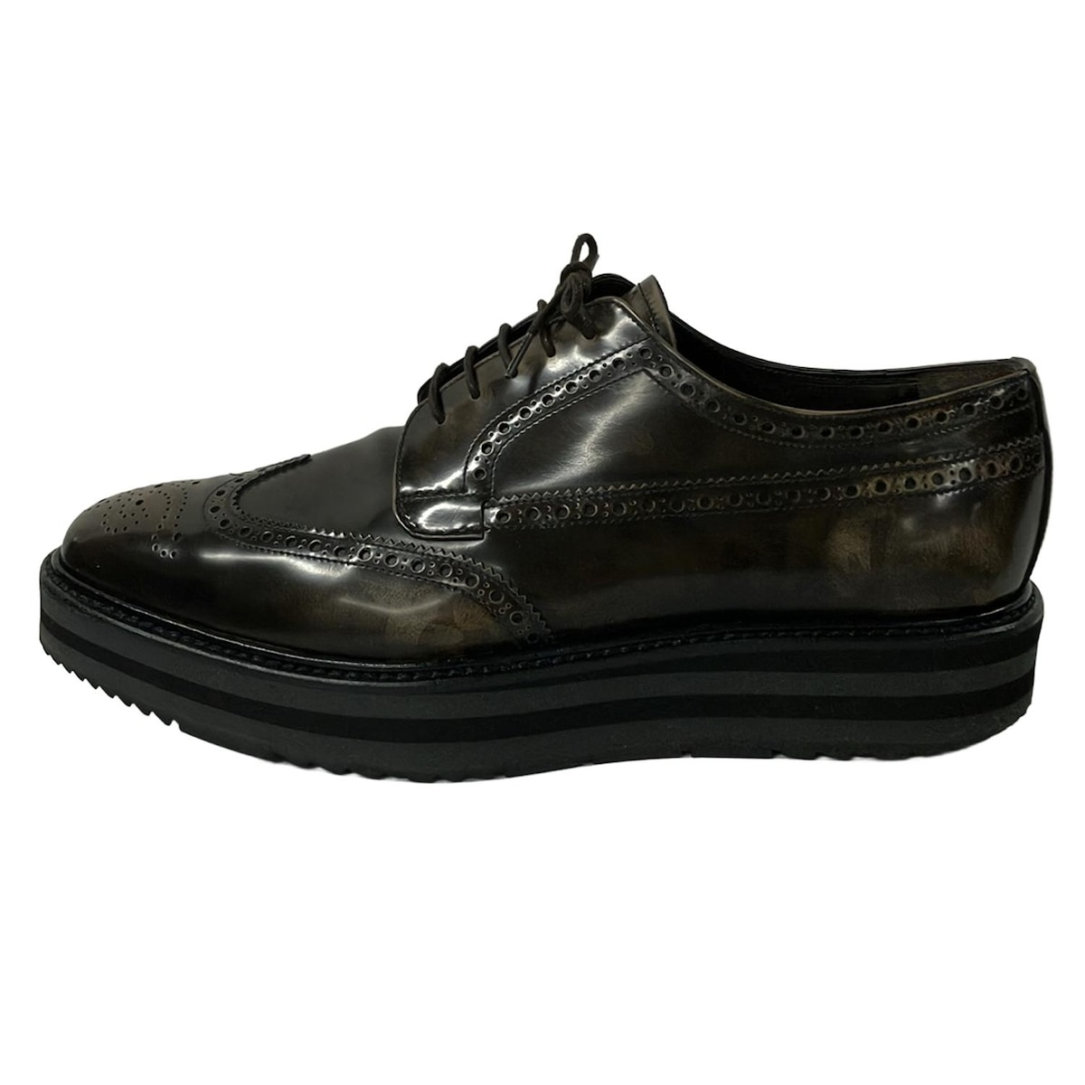 楽天市場】【プラダ】Prada 厚底 ウィングチップシューズ レースアップ