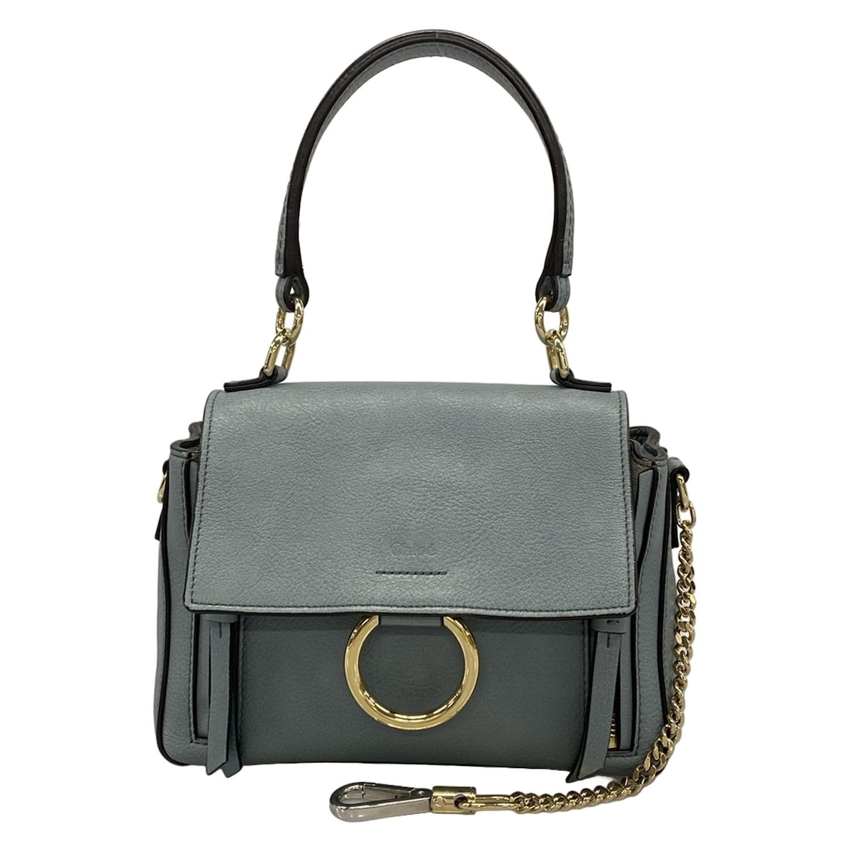 【中古】Chloe(クロエ) フェイデイ ハンドバッグ ブルーグレー レザー