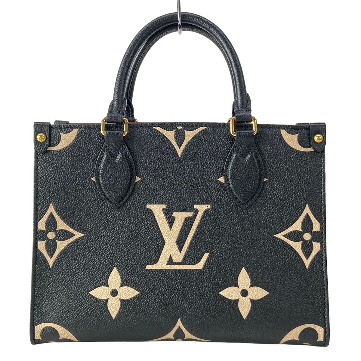 【中古】LOUIS VUITTON(ルイヴィトン) オンザゴーPM トートバッグ 黒いことベージュ なめし革、牛皮