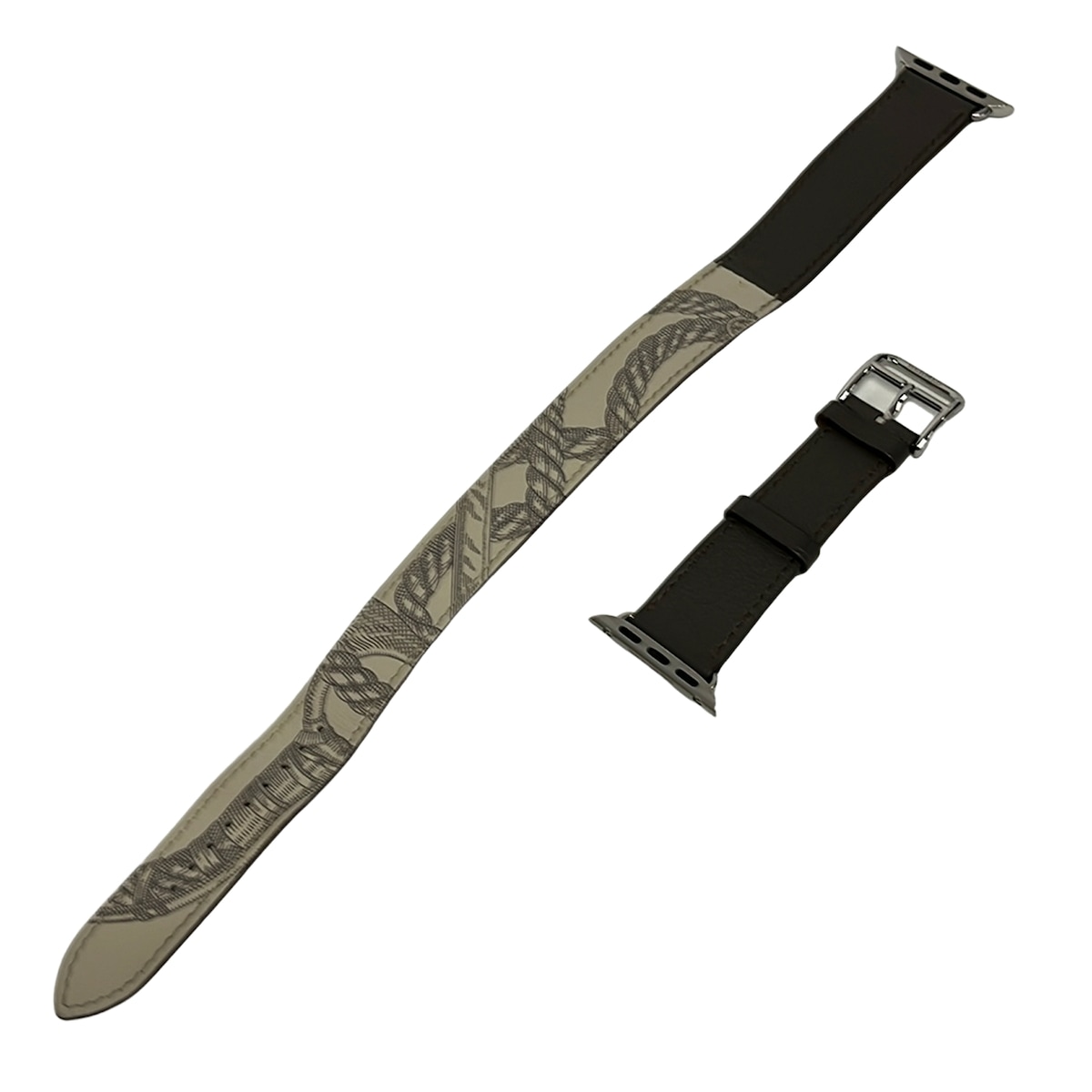 【中古】HERMES(エルメス) 小物 ウオッチ替え三尺帯/apple watch用三尺帯 暗然たる薄墨色×象牙色×赤銅色