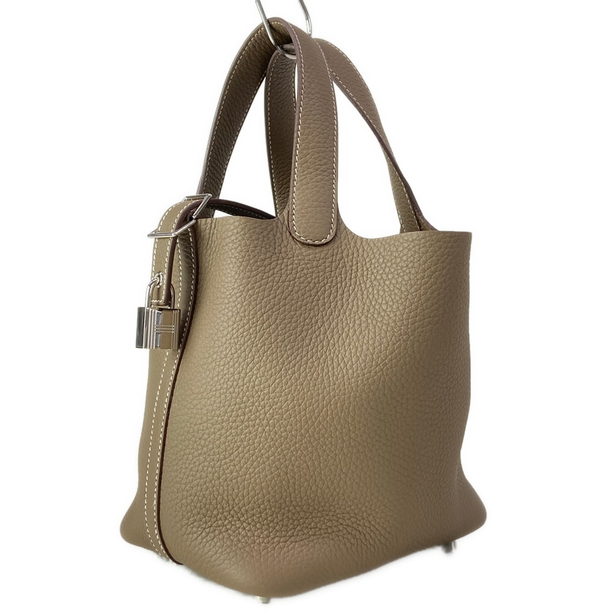 【新着】【中古】HERMES(エルメス) ピコタン鍵を掛けるPM ハンドバック しろがね色金具 エトゥープ