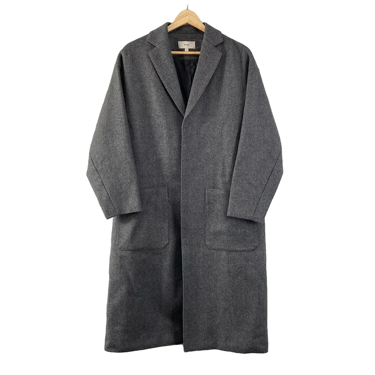 美品　HYKE ハイク　ウール　ロングピーコート　ブラック　Aライン　サイズ2 HYKE - 最終価格 HYKE ハイク ロングPコートの通販 by KIKI