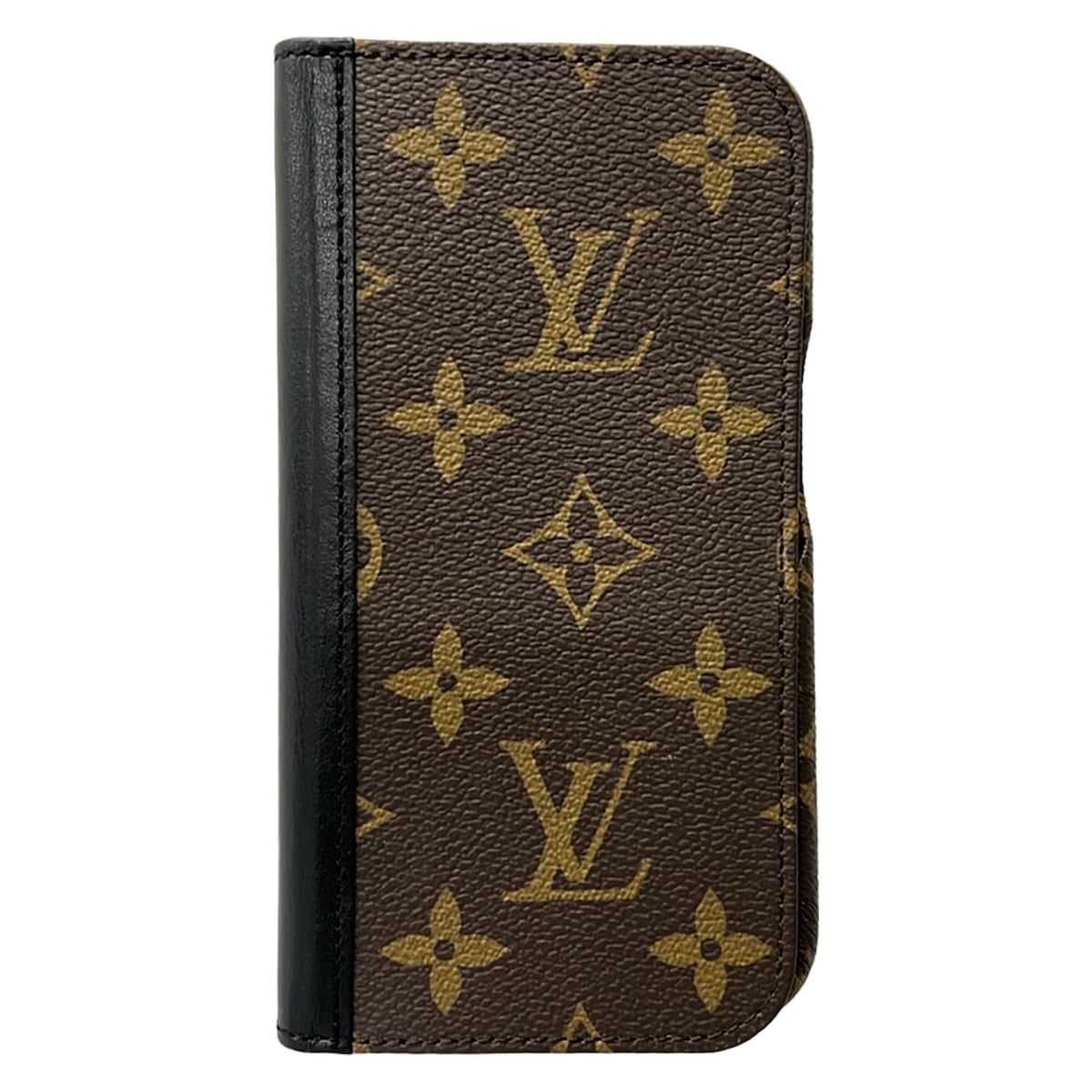 【中古】LOUIS VUITTON(ルイヴィトン) IPHONE15PROフォリオ 携帯電話ケース レザー、牛革