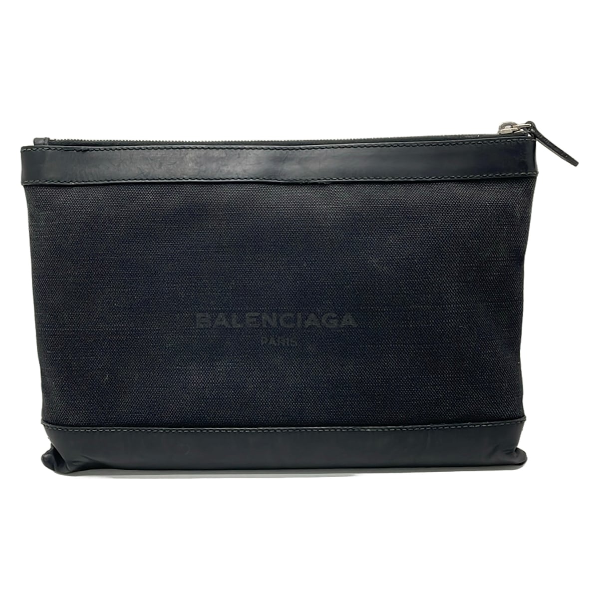 【中古】BALENCIAGA(バレンシアガ) ネイビークリップM クラッチペダル御徒面子 黒 なめし革