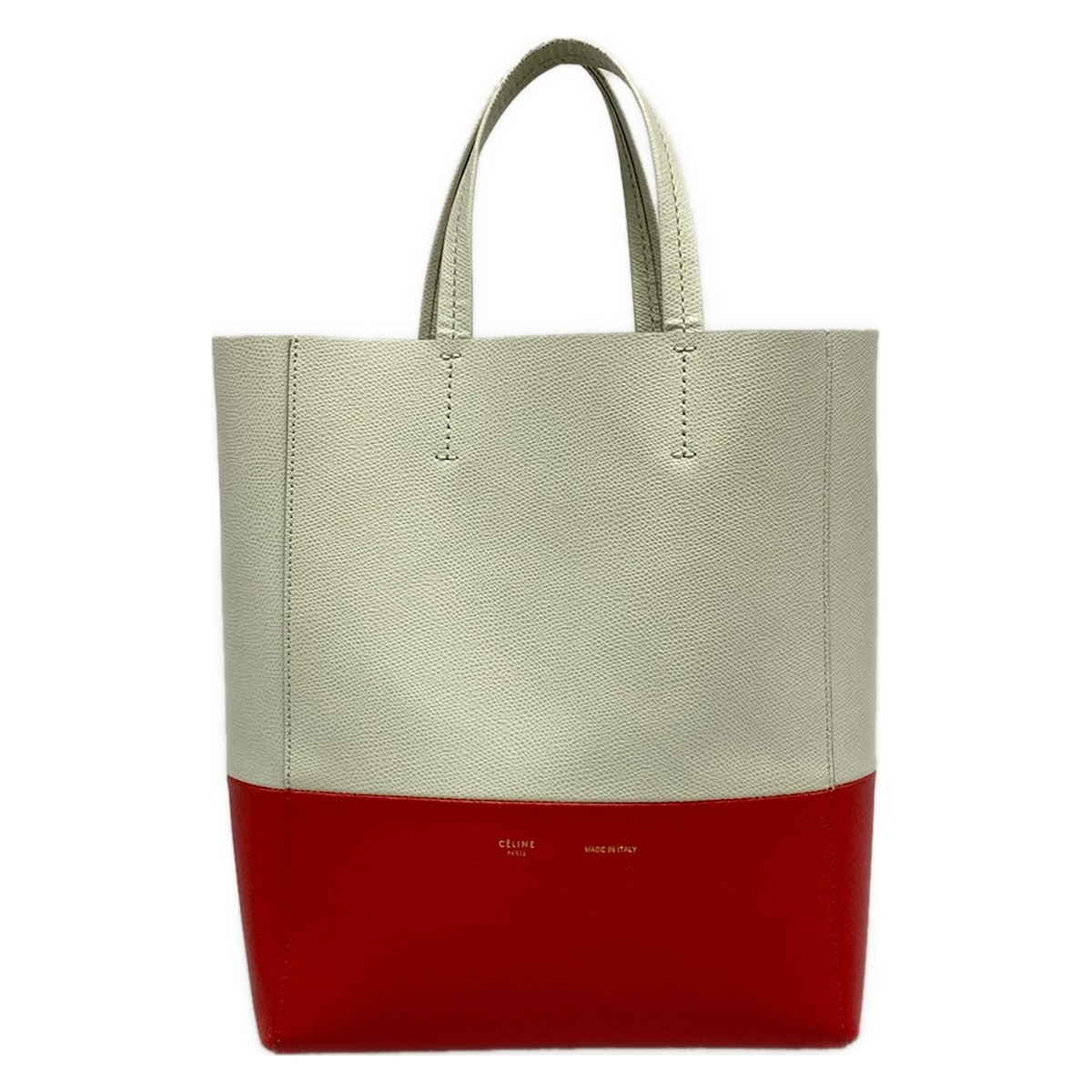 【新着】【中古】CELINE(セリーヌ) スモール バーティカルカバ トートバッグ ともし火青碧×赤いこと なめし革