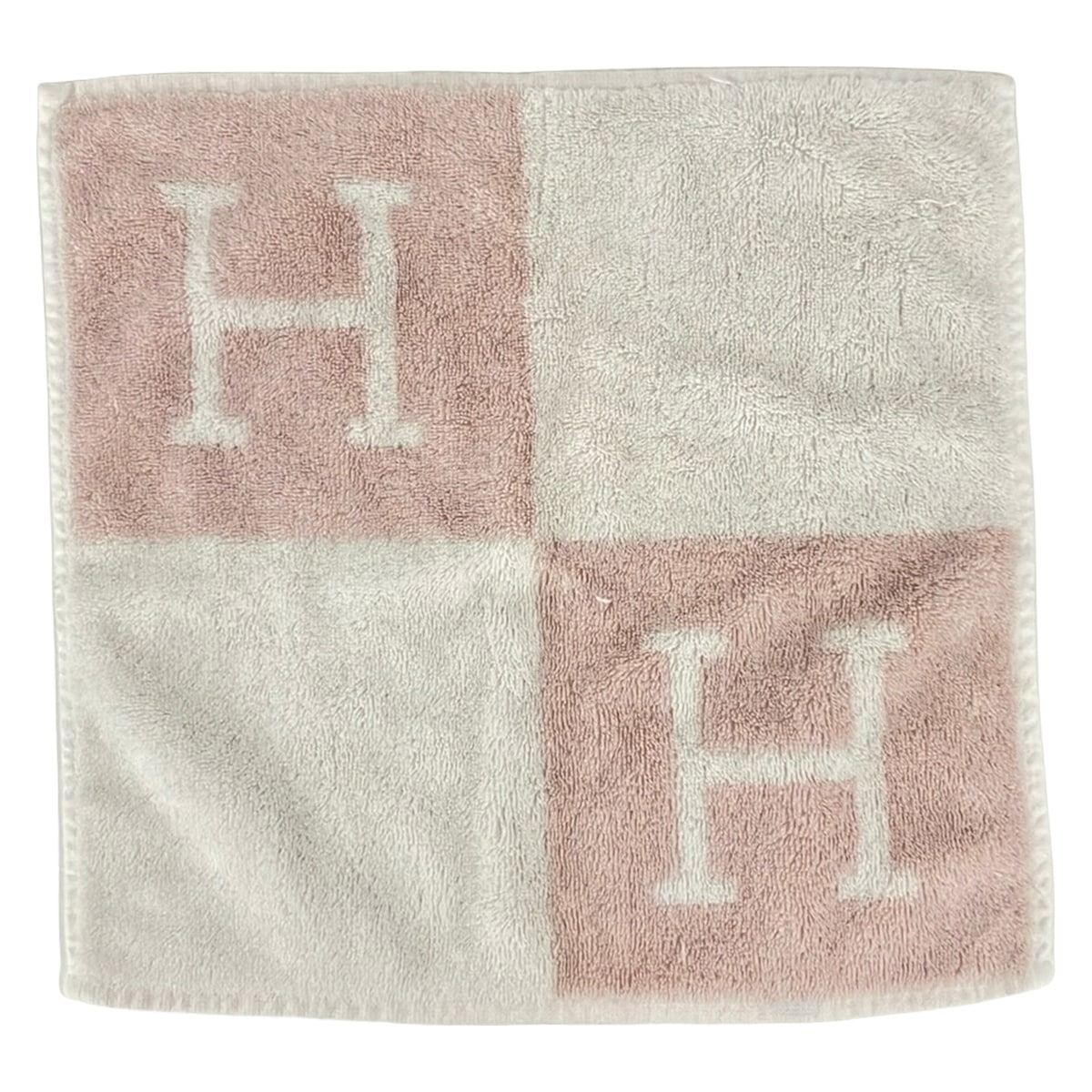 【新着】【中古】HERMES(エルメス) アヴァロン 汗手拭い お手々西洋手ぬぐい サクラ色×白 綿織物