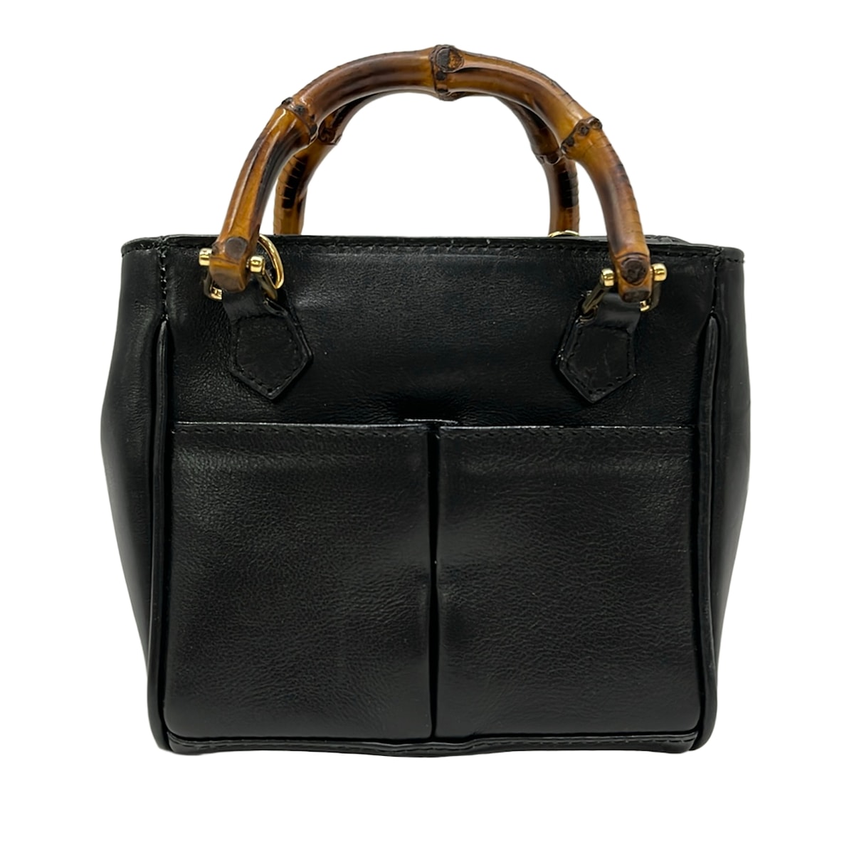 【中古】GUCCI(グッチ) ハンドバック 2WAY/ミニ御徒面子 黒×赤銅色 なめし革