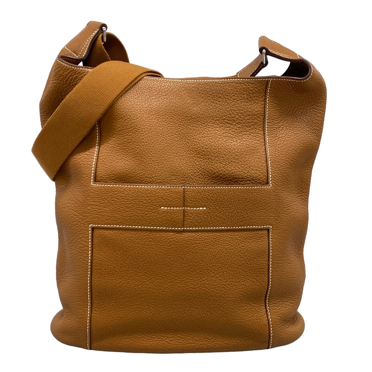 【中古】HERMES(エルメス) 好ましいニュース番組GM ショルダーバッグ しろがね色金具 ゴールド