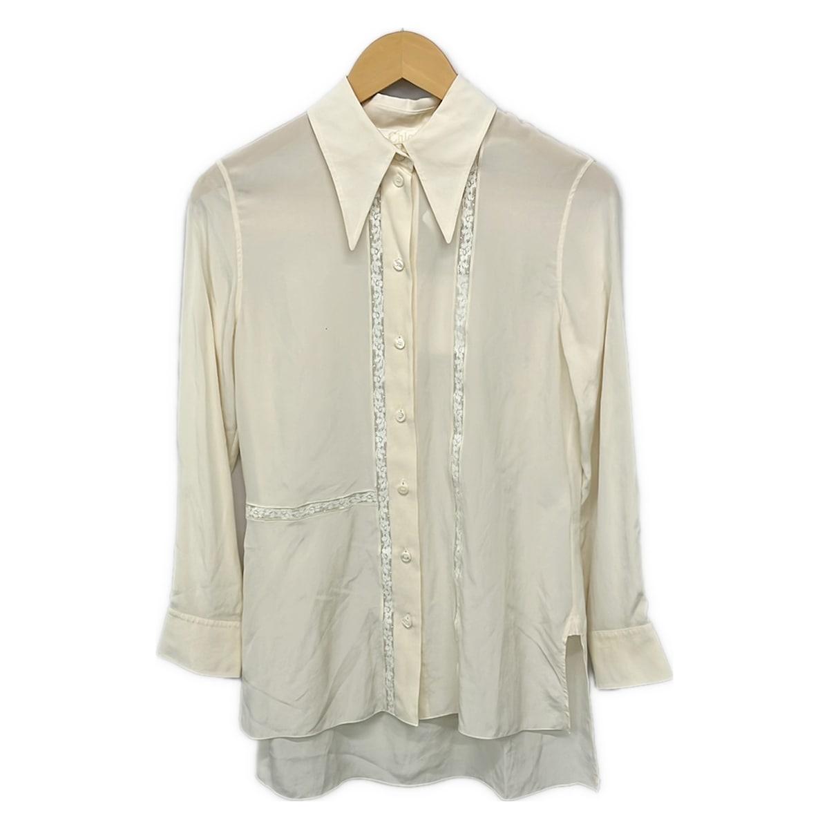 【中古】Chloe(クロエ) 長袖シャツブラウス 長袖/レース アイボリー×白|ブランディア 店