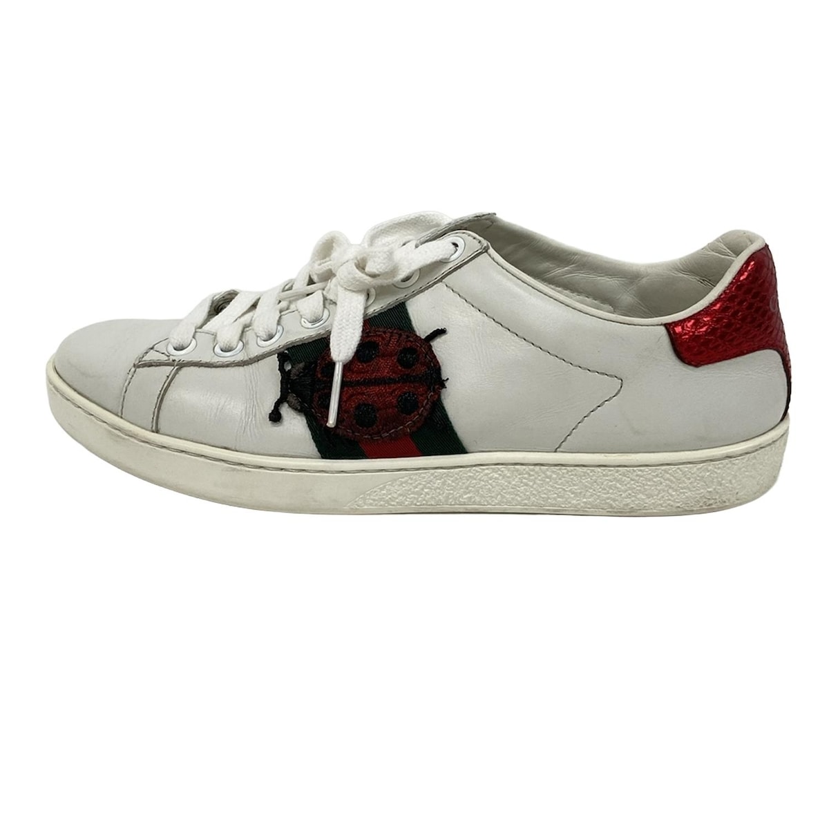 【中古】GUCCI(グッチ) スニーカー パイナップル/刺しゅう 白×緑であること×赤いこと×マルチ