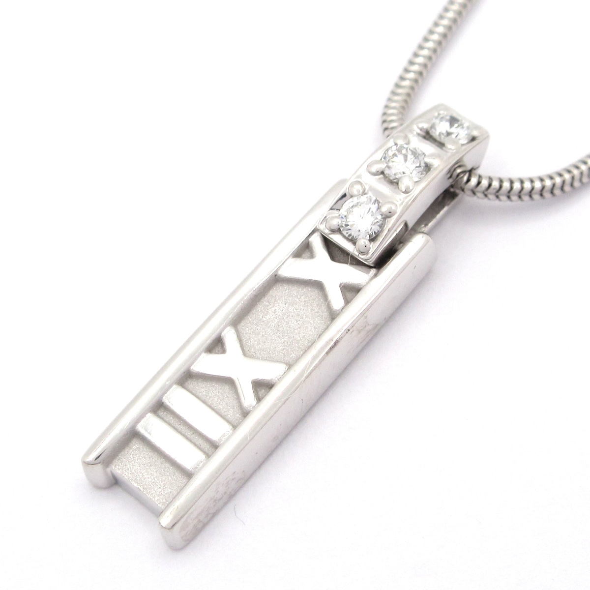 【中古】TIFFANY&Co.(ティファニー) アトラス ネックレス 3Pダイヤ K18WG×ダイヤモンド