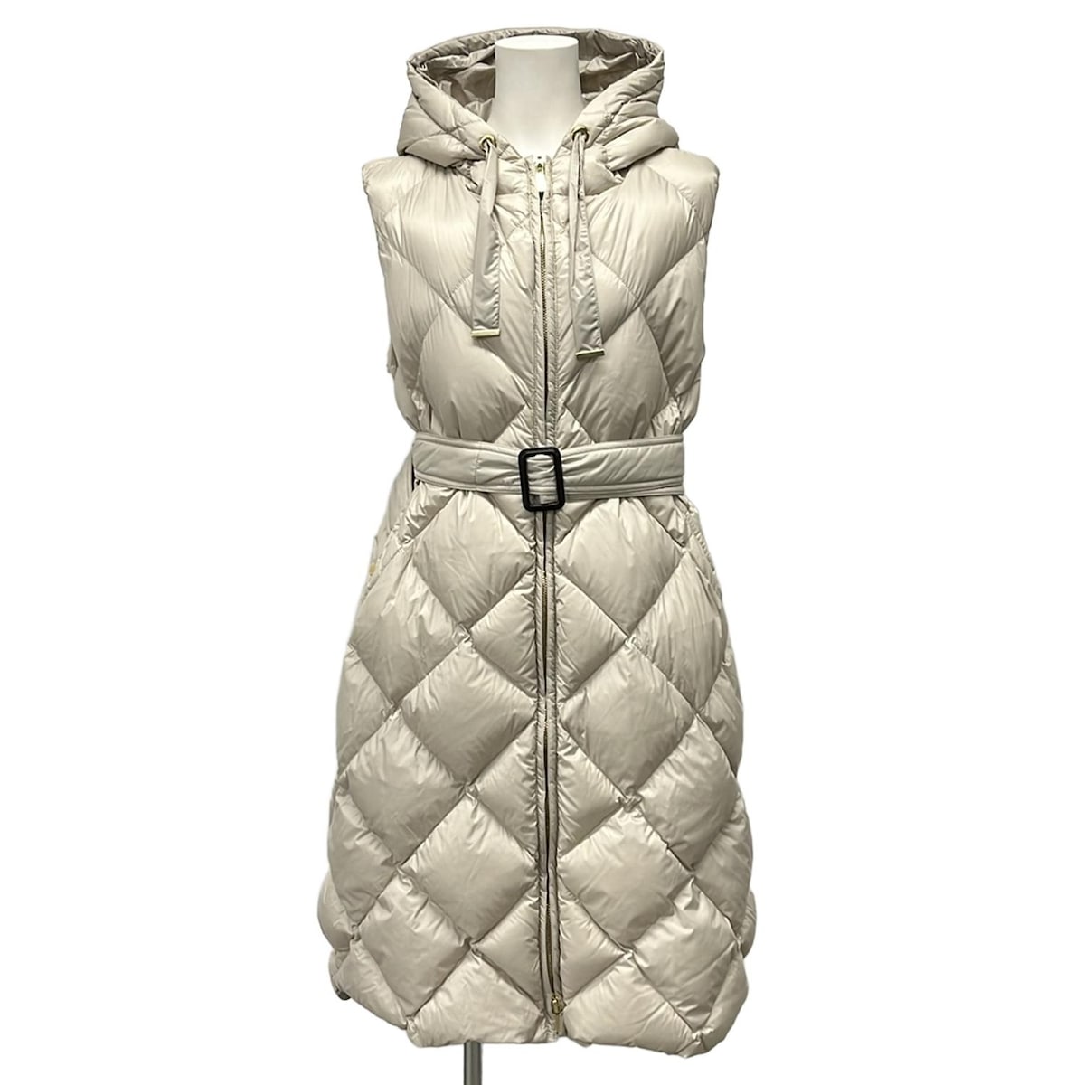 【中古】Max Mara(マックスマーラ) ダウンベスト キルティング/The Cube/ロング丈/冬 ベージュ ダウン