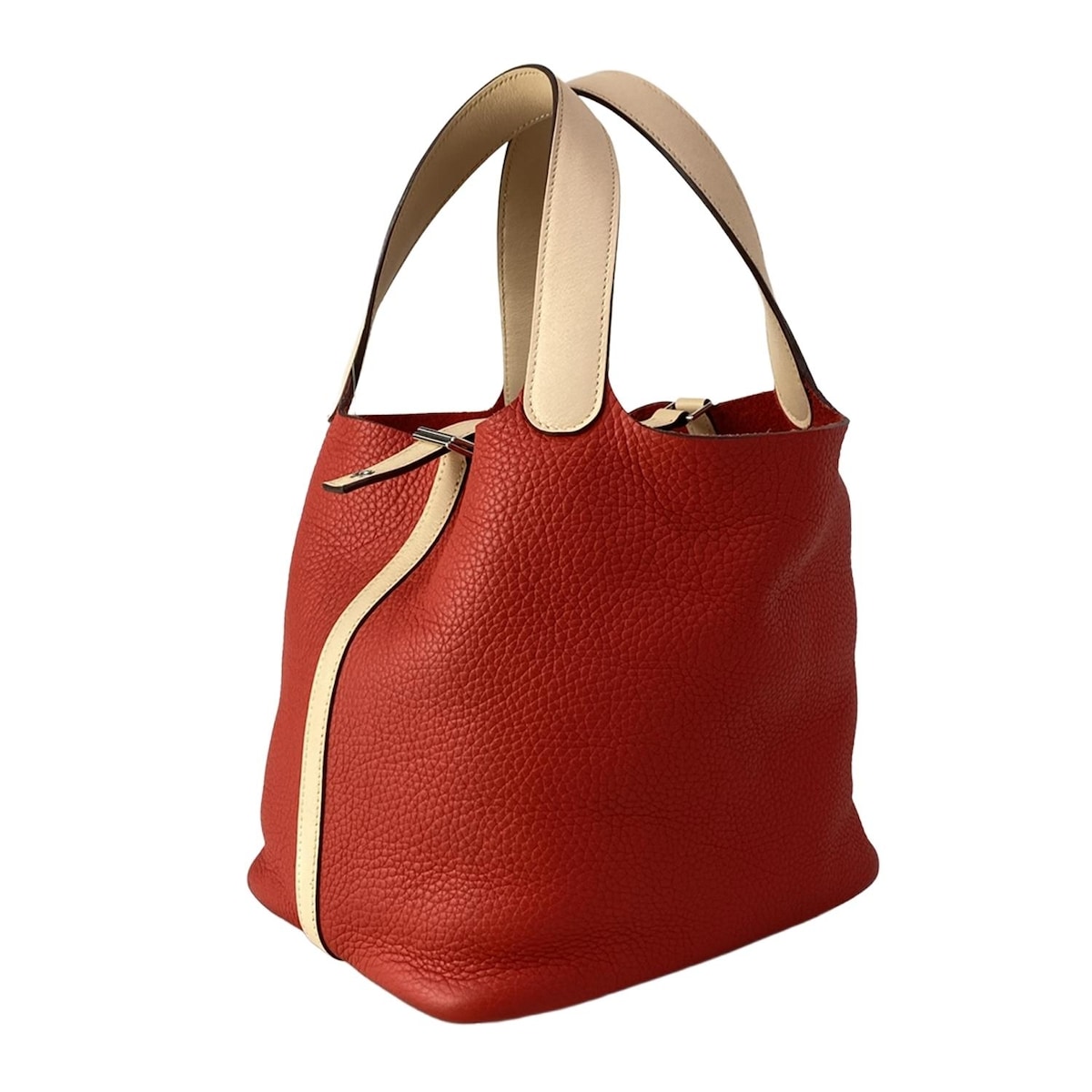 【中古】HERMES(エルメス) ピコタンロックタッチMM ハンドバッグ シルバー金具 ルージュトマト×ローズエグランタイン