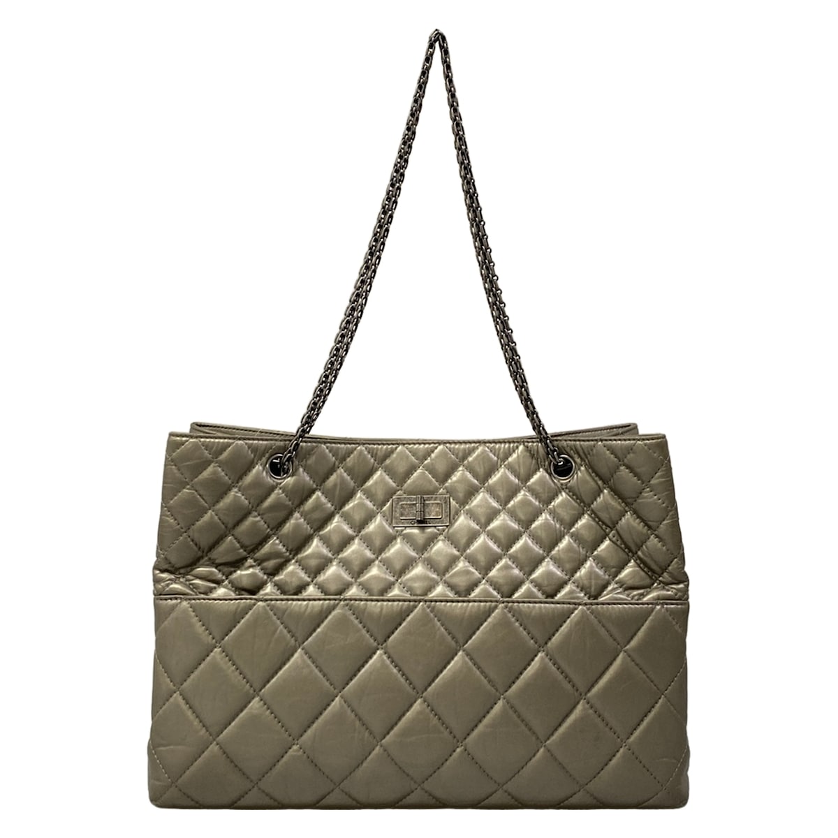 【中古】CHANEL(シャネル) マトラッセ/2.55 トートバッグ マドモアゼルチェーン/シルバー金具 ゴールド