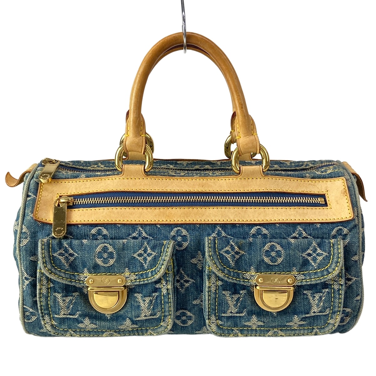 【中古】LOUIS VUITTON(ルイヴィトン) ネオスピーディ ハンドバック 青色 綿織物、なめし革