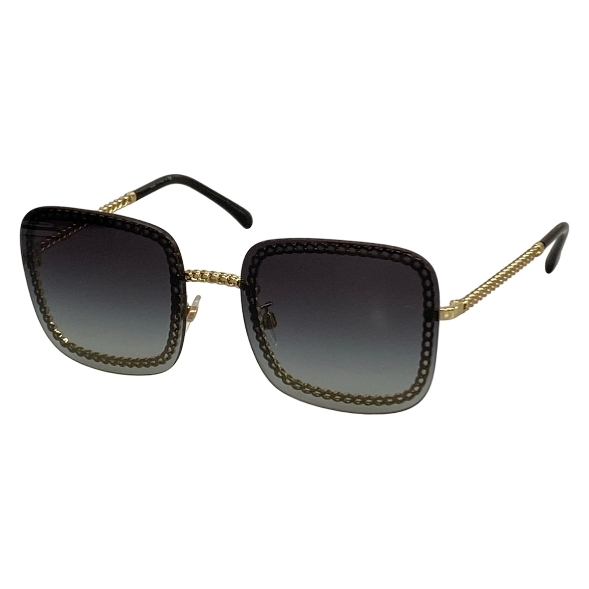 【中古】CHANEL(シャネル) 黒眼鏡 チェーン店 暗然たる薄墨色×ゴールド×黒