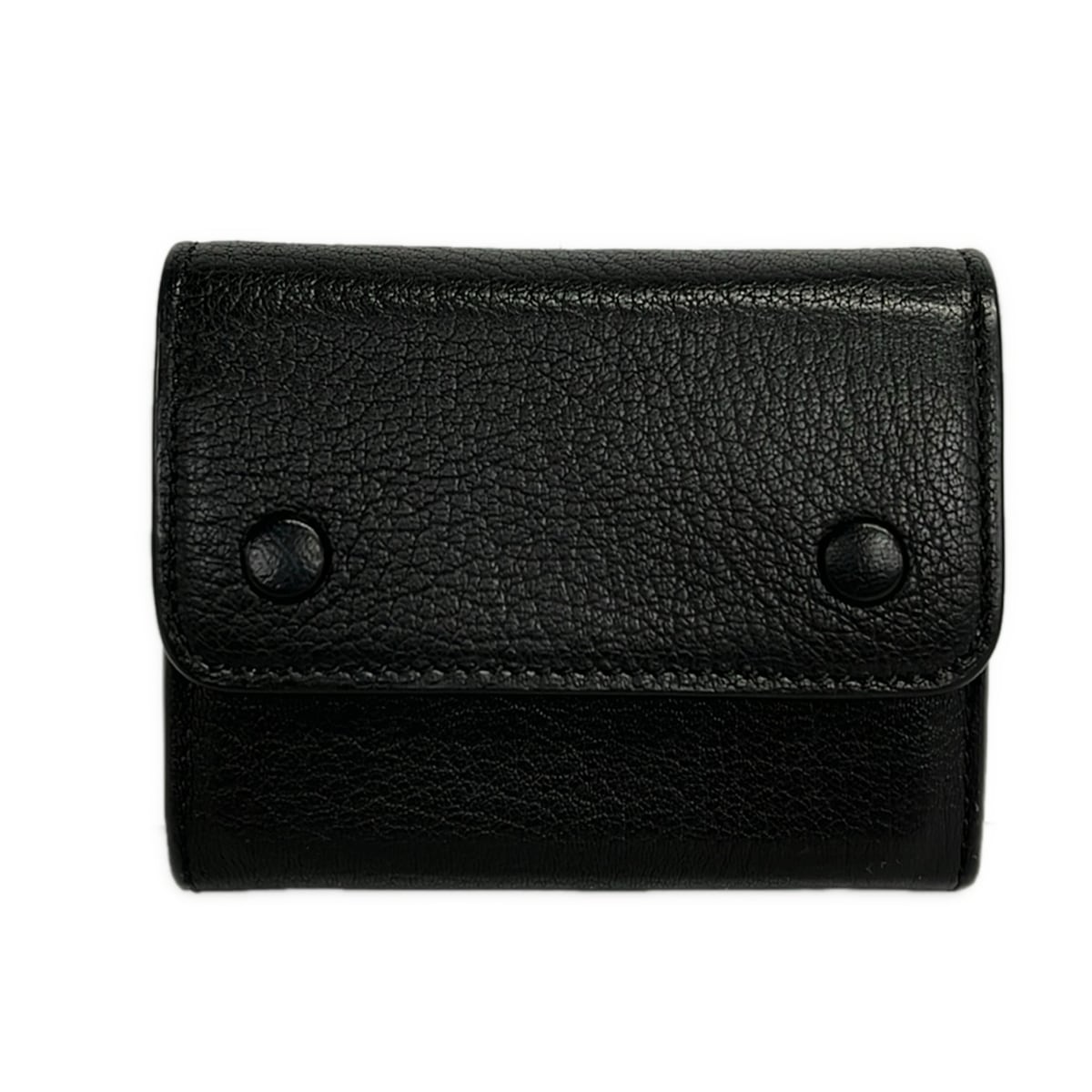 【中古】Maison Margiela(メゾンマルジェラ) レザースナップボタンウォレット 2つ折り紙入れ 黒 なめし革