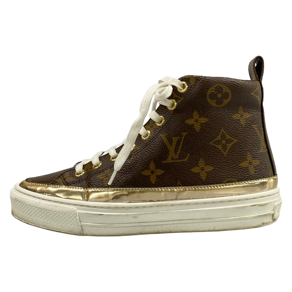 【中古】LOUIS VUITTON(ルイヴィトン) ステラー・ライン スニーカー スニーカー ご機嫌撥ねのける モノグラム×ゴールド なめし革