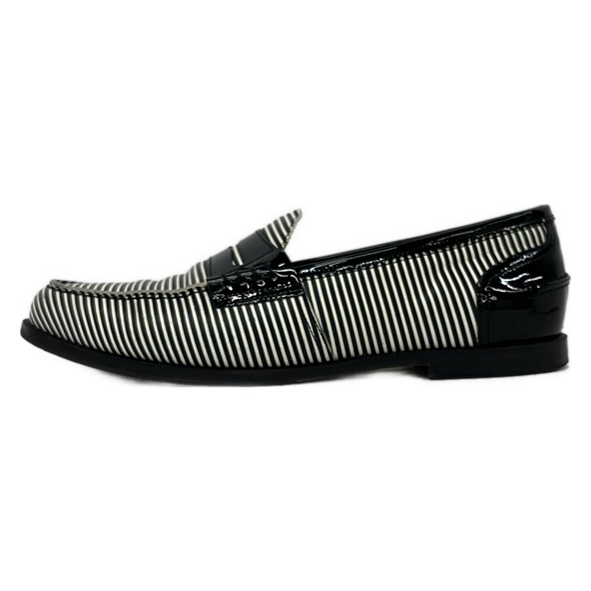 【中古】MANOLO BLAHNIK(マノロブラニク) ローファー ダークネイビー×白 レザー