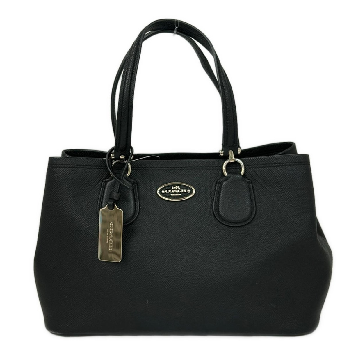 【中古】COACH(コーチ) スモール キット キャリーオール ハンドバッグ 黒 レザー