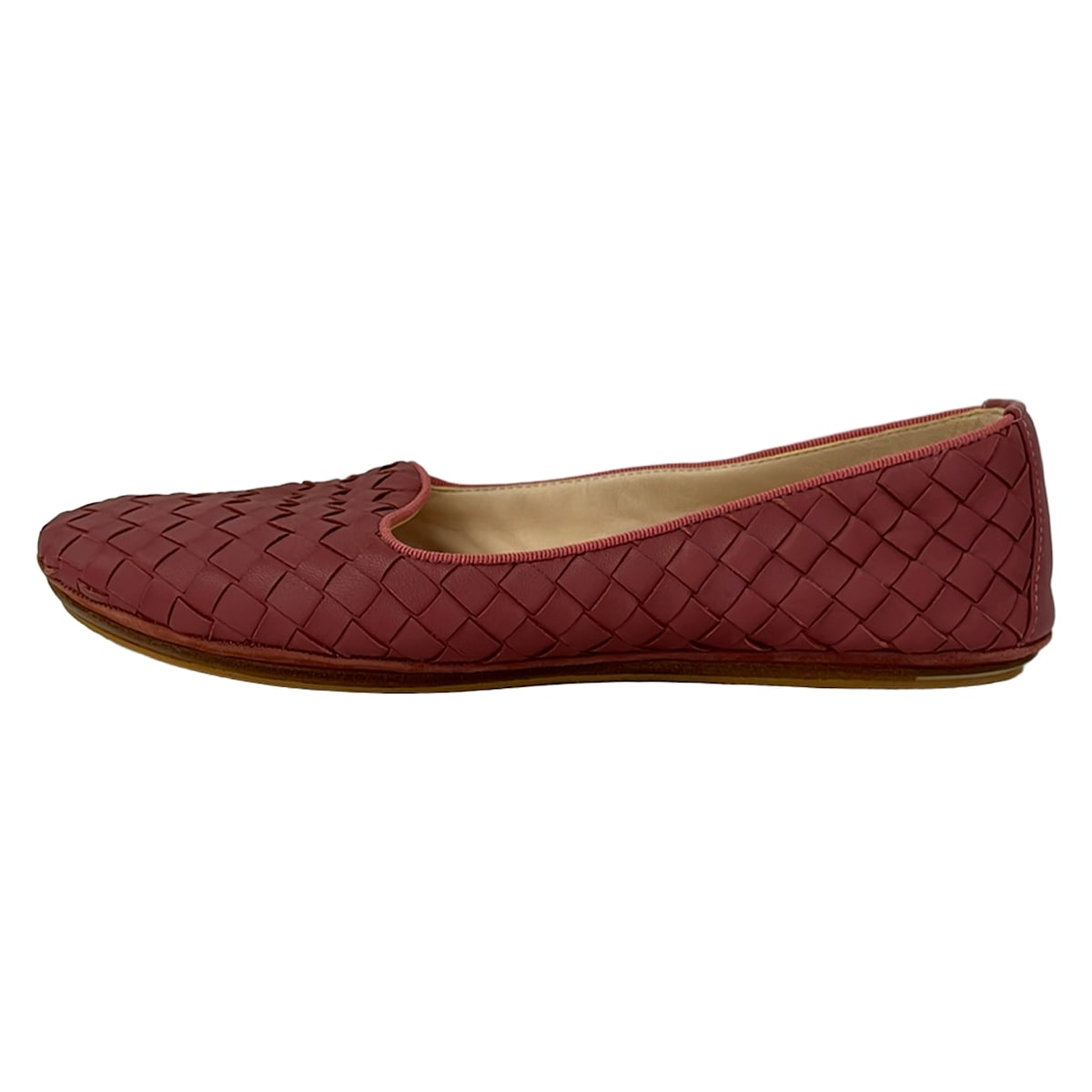 【中古】BOTTEGA VENETA(ボッテガヴェネタ) 坦々たるシューズ イントレチャート/アウトソール張替済 サクラ色 なめし革