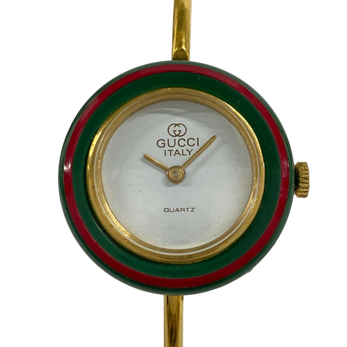 【中古】GUCCI(グッチ) ベゼルウォッチ 腕時計 バングル 白
