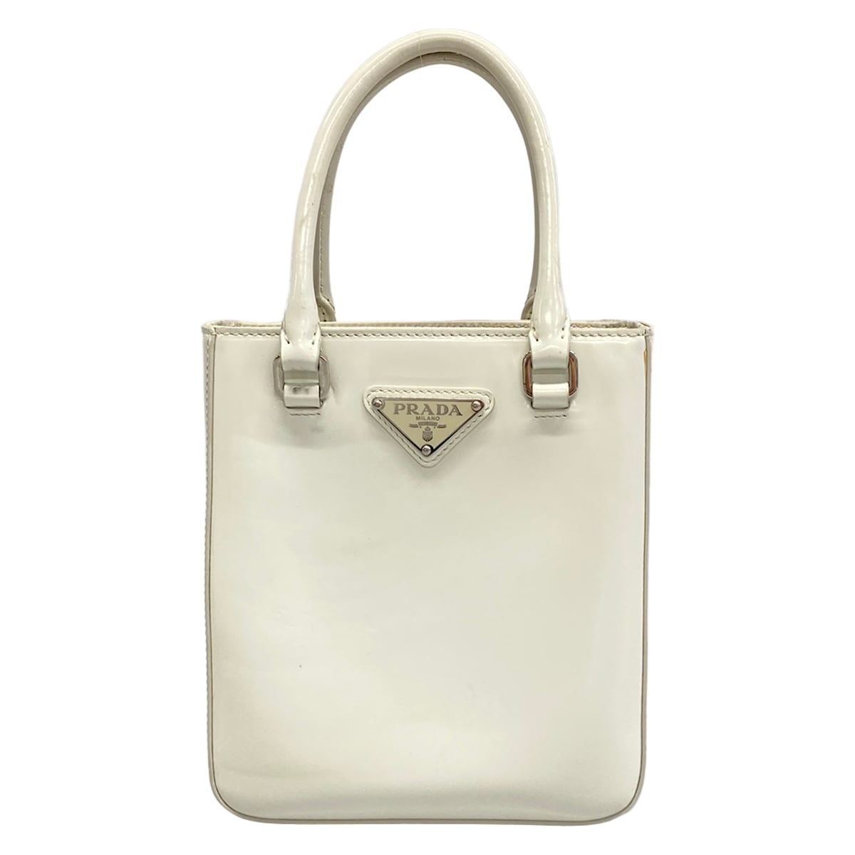【新着】【中古】PRADA(プラダ) スモール ブラッシュドレザー トートバッグ トートバッグ 2way/ショルダーストラップ取り外し可 白 レザー