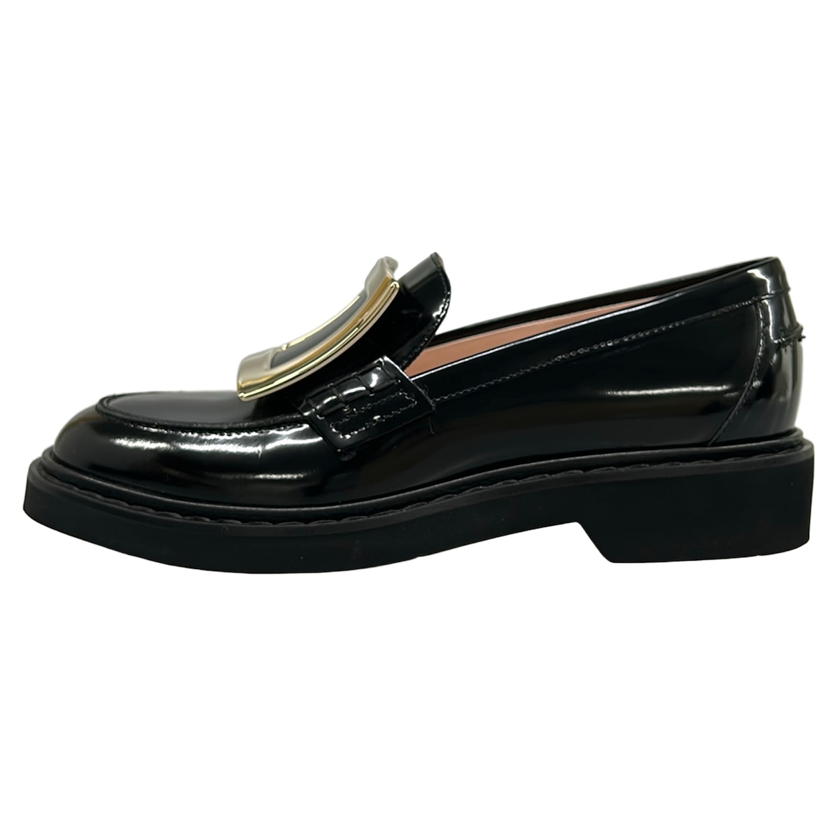 【中古】RogerVivier(ロジェヴィヴィエ) ヴィヴ レンジャー 置き目毛皮 黒 なめし革