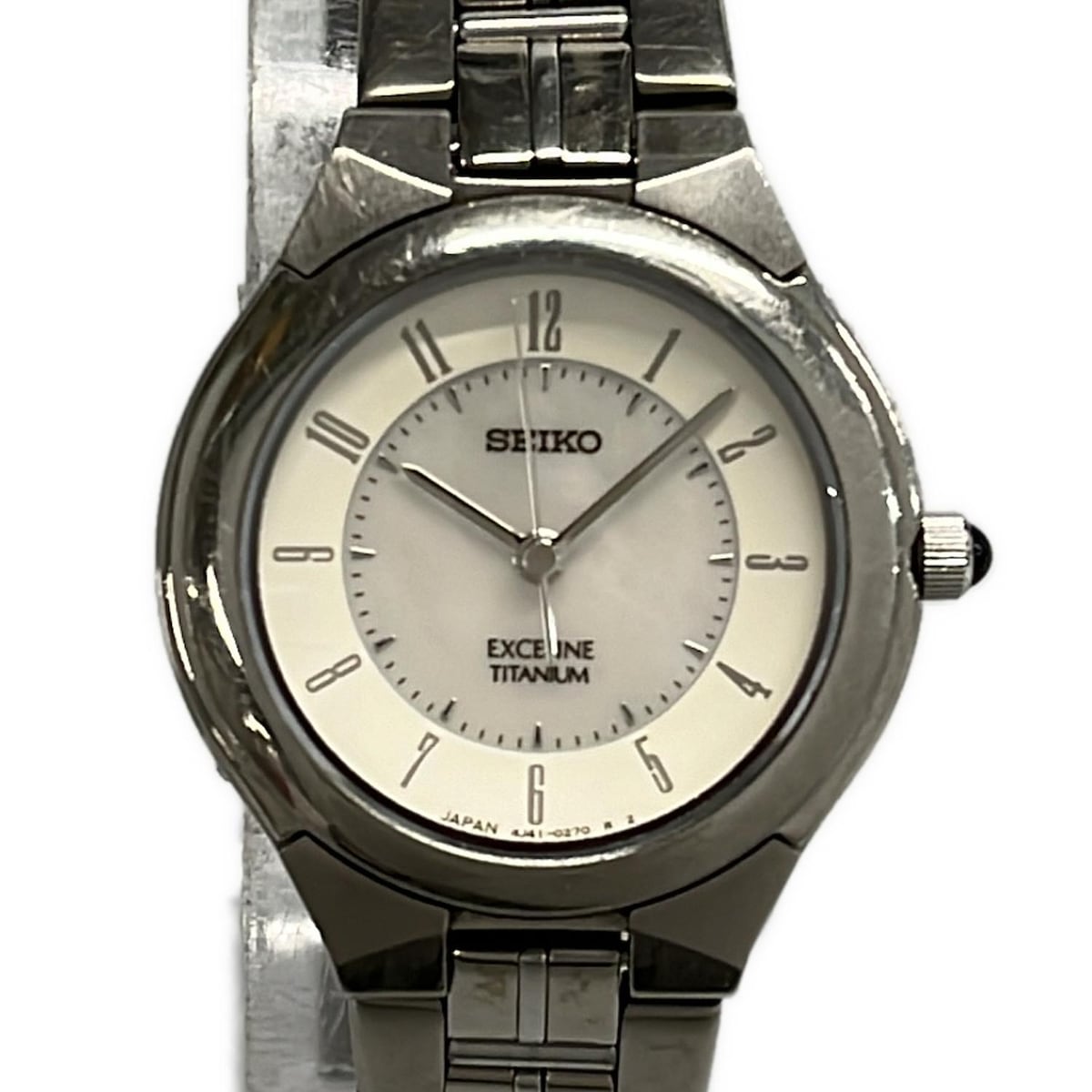美品 セイコー エクセリーヌ 2Pダイヤベゼル シェル文字盤 腕時計 C777 美品 セイコー エクセリーヌ 2Pダイヤベゼル シェル文字盤 腕時計 C777