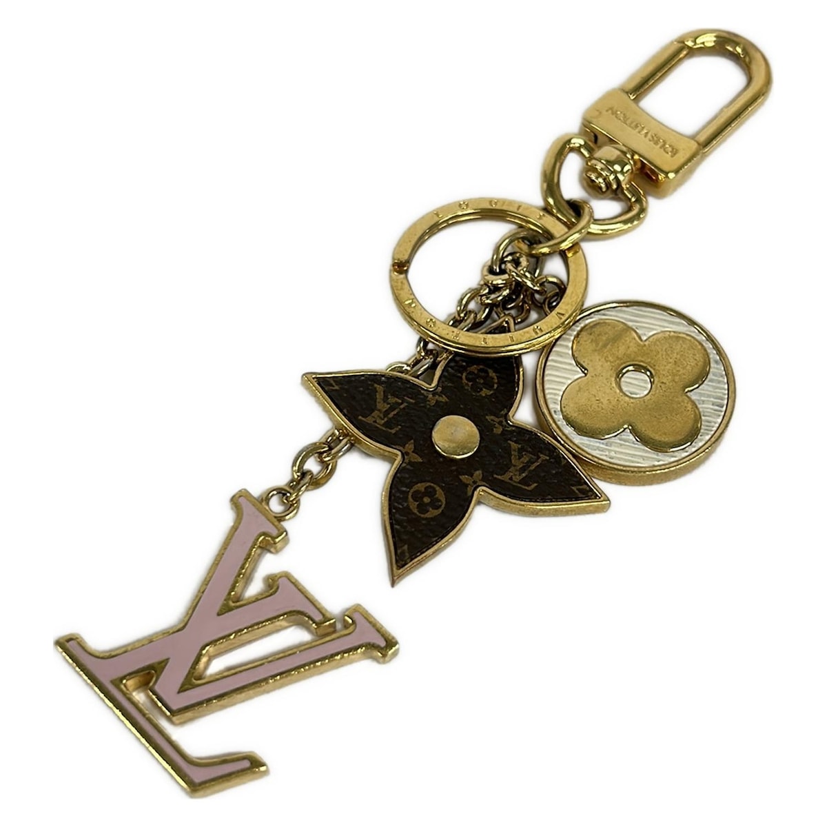 【中古】LOUIS VUITTON(ルイヴィトン) ポルトクレスプリングストリート キーホルダー(チャーム) モノグラム×ゴールド×ピンク