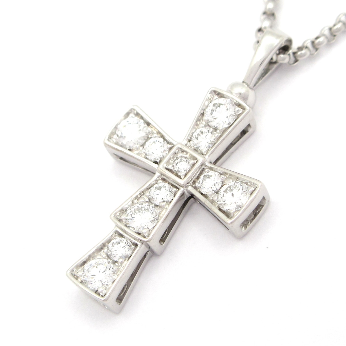 【新着】【中古】BVLGARI(ブルガリ) クロス ペンダント ネックレス ネックレス K18WG×ダイヤモンド