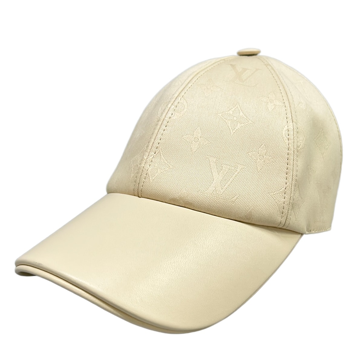 【中古】LOUIS VUITTON(ルイヴィトン) 旗がしらLV一塁手 旗がしら 象牙色×ベージュ 綿織物、絹地、なめし革